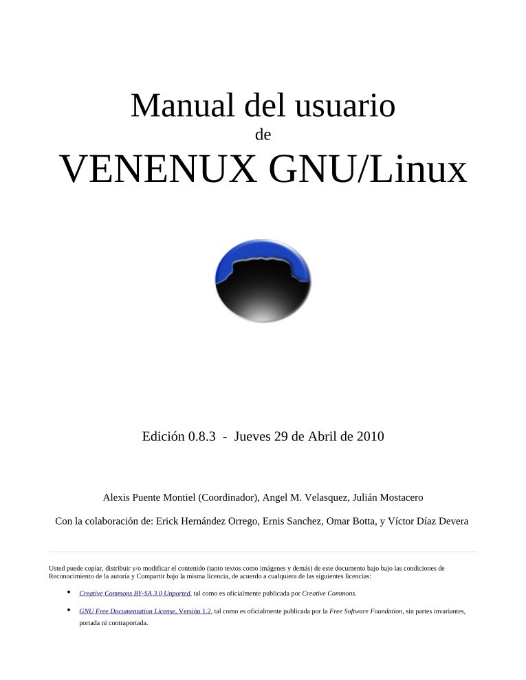 Imágen de pdf Manual del usuario de VENENUX GNU/Linux